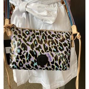 Consuela Purple and Black Crossbody Bag with Metallic Finish